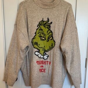 American Eagle Grinch Sweater with Naughty or Nice Design